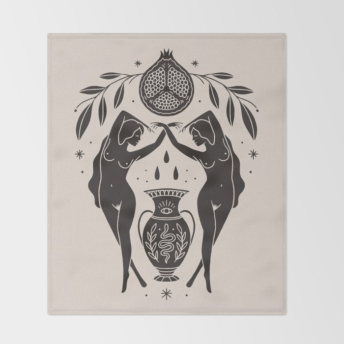 Persephone - Black Throw Blanket Gallery Image 2