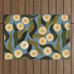 Blue Floral Outdoor Rug Gallery Image 1