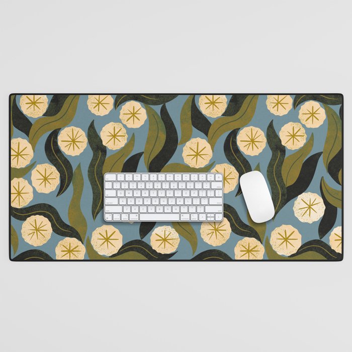 Blue Floral Desk Mat Gallery Image 1