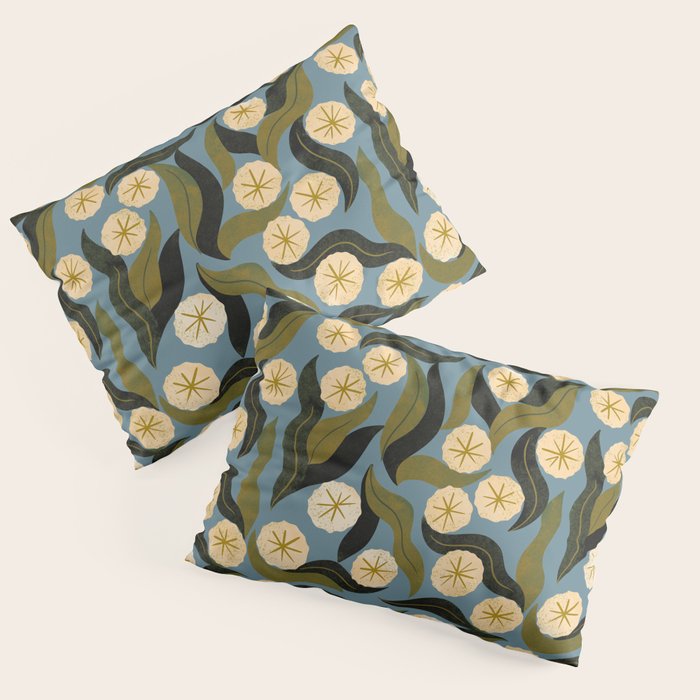Blue Floral Pillow Sham Gallery Image 1