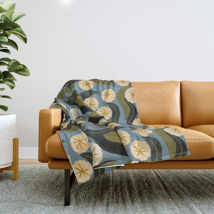 Blue Floral Throw Blanket Gallery Image 1
