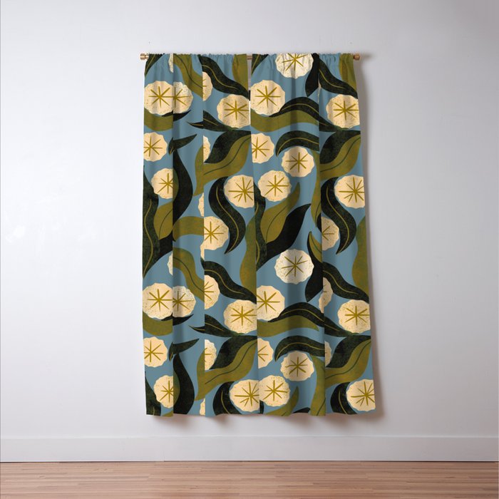 Blue Floral Window Curtain Gallery Image 3