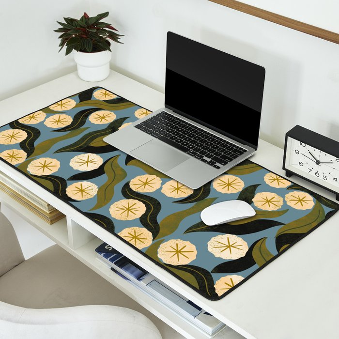 Blue Floral Desk Mat Gallery Image 2