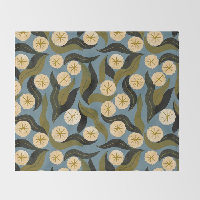 Blue Floral Throw Blanket Gallery Image 2
