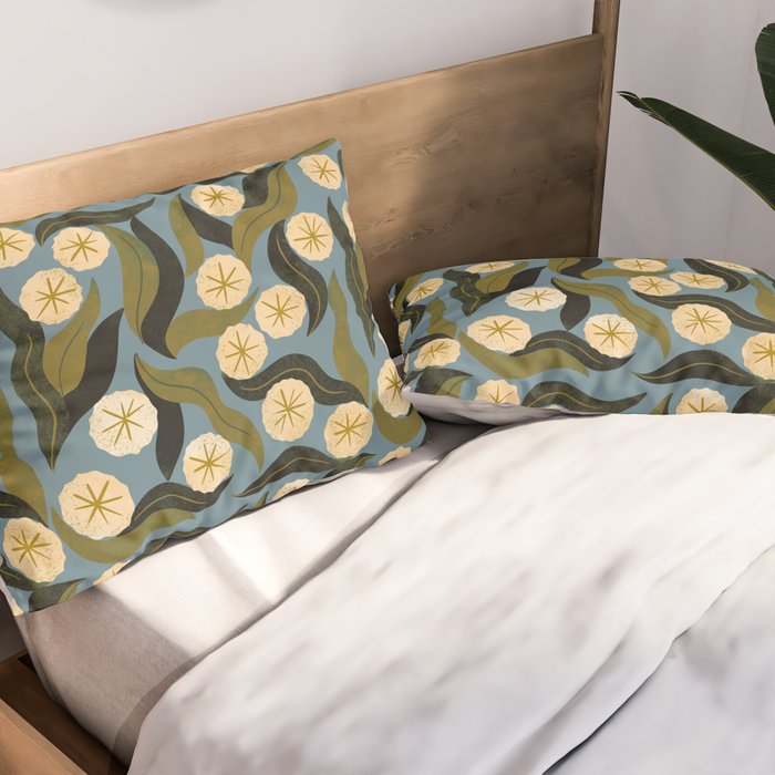 Blue Floral Pillow Sham Gallery Image 2