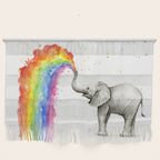 Baby Elephant Spraying Rainbow Wall Hanging Gallery Image 1