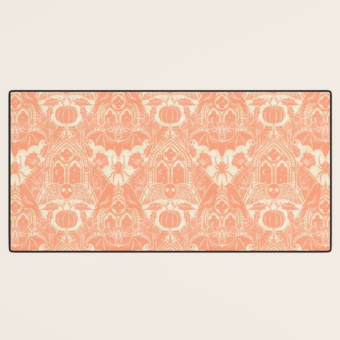 Gothic Halloween Damask - peach and cream Desk Mat Gallery Image 3