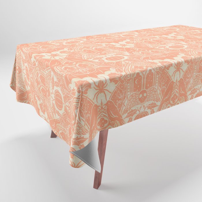 Gothic Halloween Damask - peach and cream Tablecloth Gallery Image 1