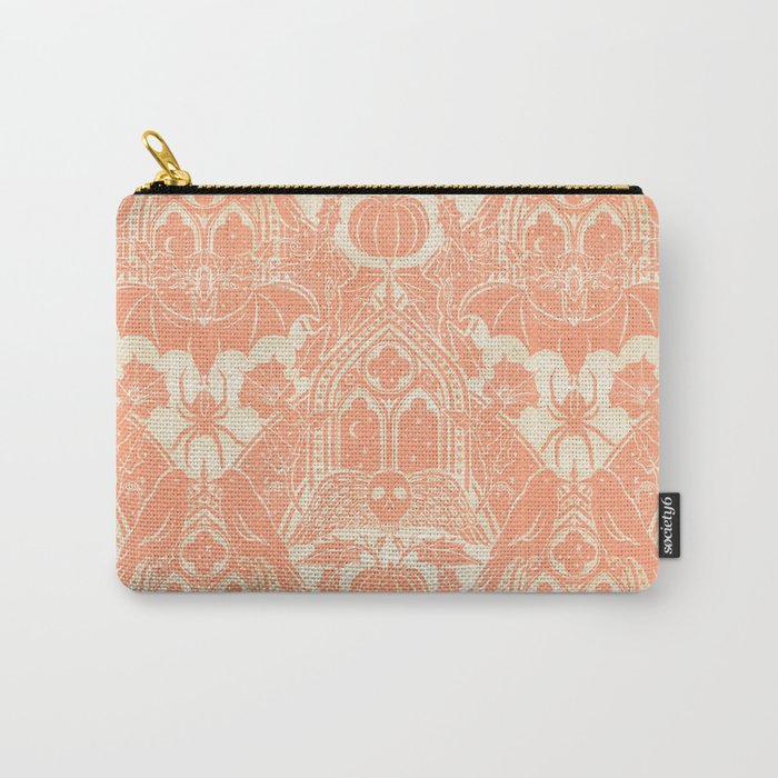 Gothic Halloween Damask - peach and cream Carry All Pouch Gallery Image 1