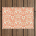 Gothic Halloween Damask - peach and cream Outdoor Rug Gallery Image 1