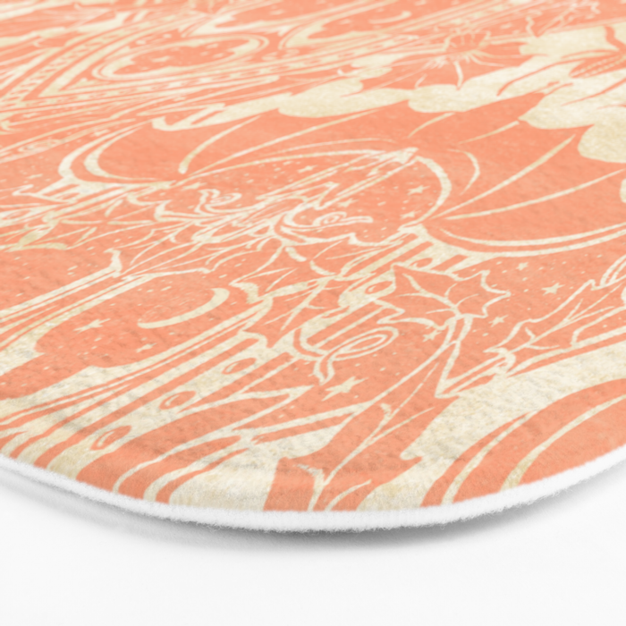 Gothic Halloween Damask - peach and cream Bath Mat Gallery Image 3