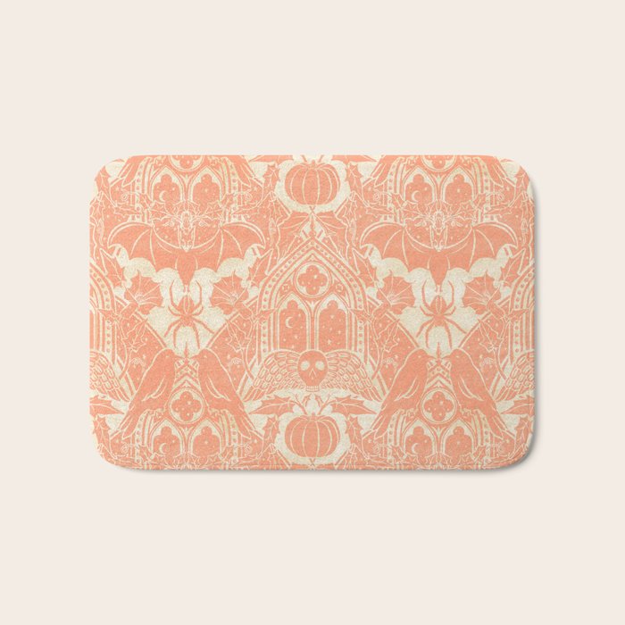 Gothic Halloween Damask - peach and cream Bath Mat Gallery Image 1