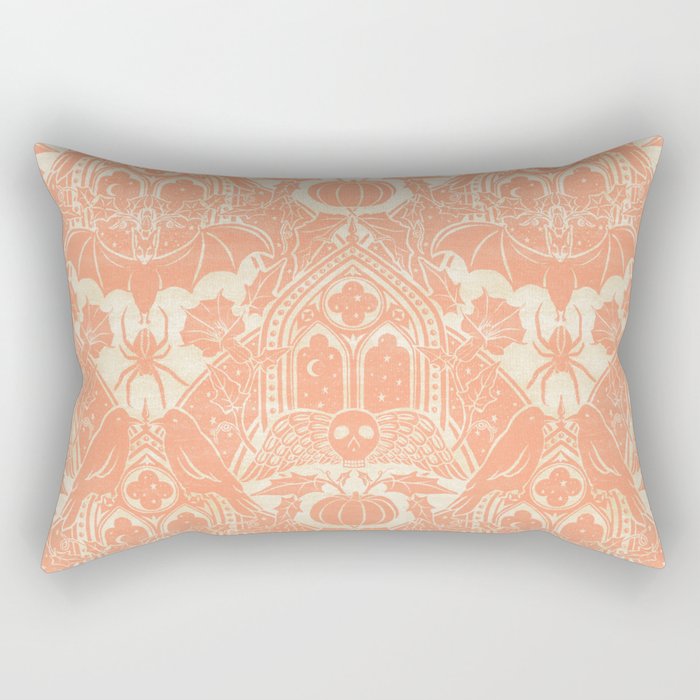 Gothic Halloween Damask - peach and cream Rectangular Pillow Gallery Image 2
