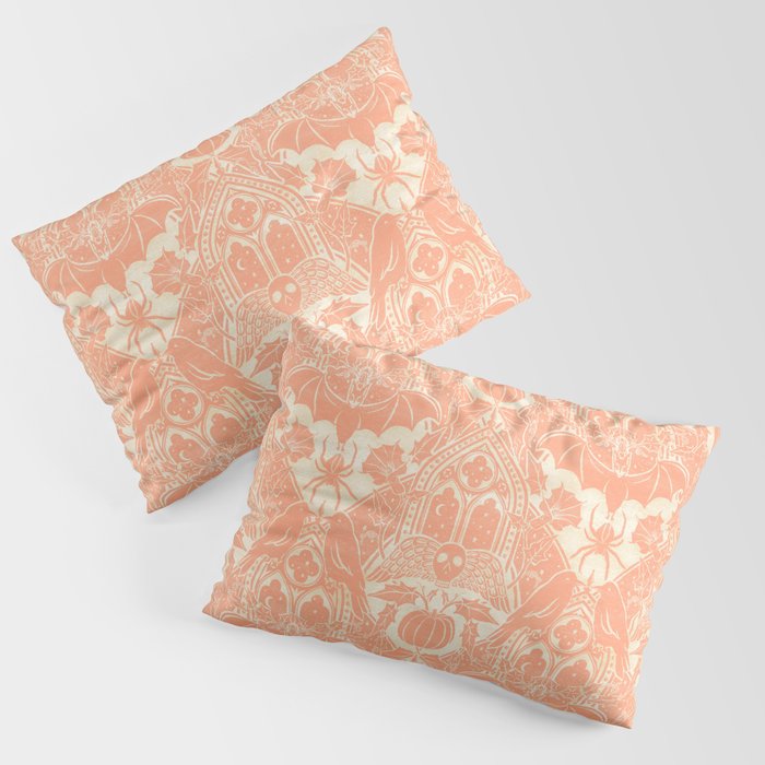 Gothic Halloween Damask - peach and cream Pillow Sham Gallery Image 3