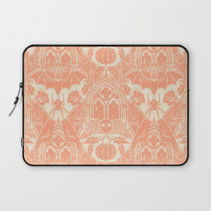 Gothic Halloween Damask - peach and cream Laptop Sleeve