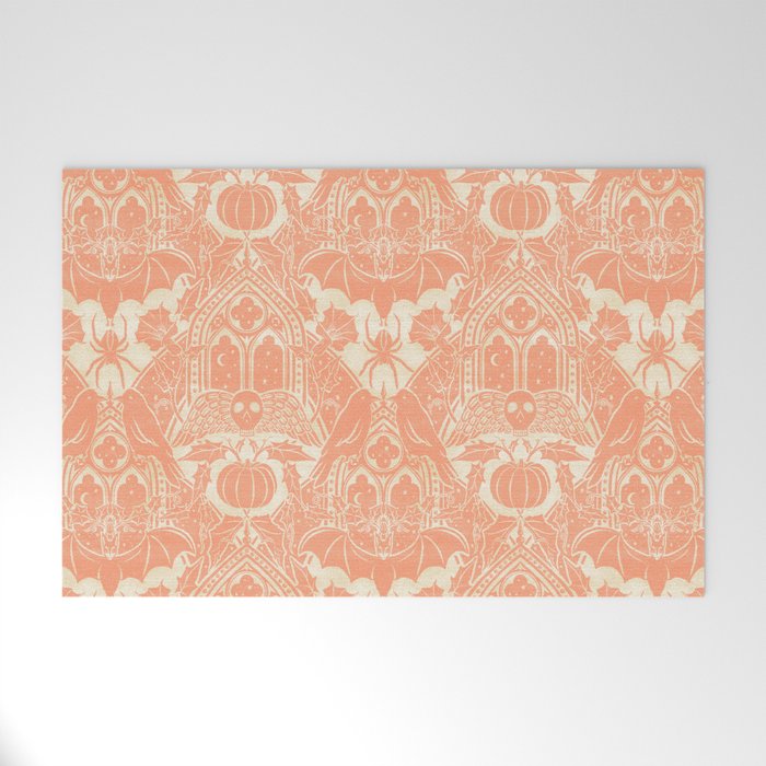Gothic Halloween Damask - peach and cream Welcome Mat Gallery Image 1