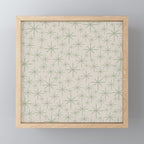 Mid Century Modern Twinkling Retro Starbursts in Sage Green and Beige Mini Art Print Gallery Image 1