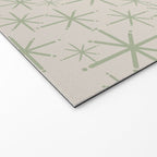 Mid Century Modern Twinkling Retro Starbursts in Sage Green and Beige Welcome Mat Gallery Image 2