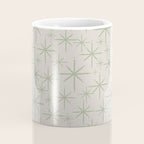 Mid Century Modern Twinkling Retro Starbursts in Sage Green and Beige Coffee Mug Gallery Image 4