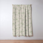 Mid Century Modern Twinkling Retro Starbursts in Sage Green and Beige Window Curtain Gallery Image 3