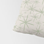 Mid Century Modern Twinkling Retro Starbursts in Sage Green and Beige Pillow Sham Gallery Image 4