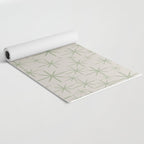 Mid Century Modern Twinkling Retro Starbursts in Sage Green and Beige Yoga Mat Gallery Image 2
