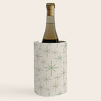 Mid Century Modern Twinkling Retro Starbursts in Sage Green and Beige Wine Chiller Gallery Image 1