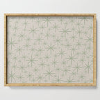 Mid Century Modern Twinkling Retro Starbursts in Sage Green and Beige Serving Tray Gallery Image 1
