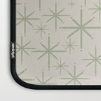 Mid Century Modern Twinkling Retro Starbursts in Sage Green and Beige Laptop Sleeve Gallery Image 3