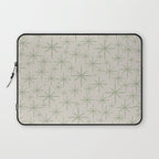 Mid Century Modern Twinkling Retro Starbursts in Sage Green and Beige Laptop Sleeve Gallery Image 1