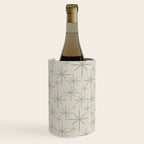 Mid Century Modern Twinkling Retro Starbursts in Sage Green and Beige Wine Chiller Gallery Image 2