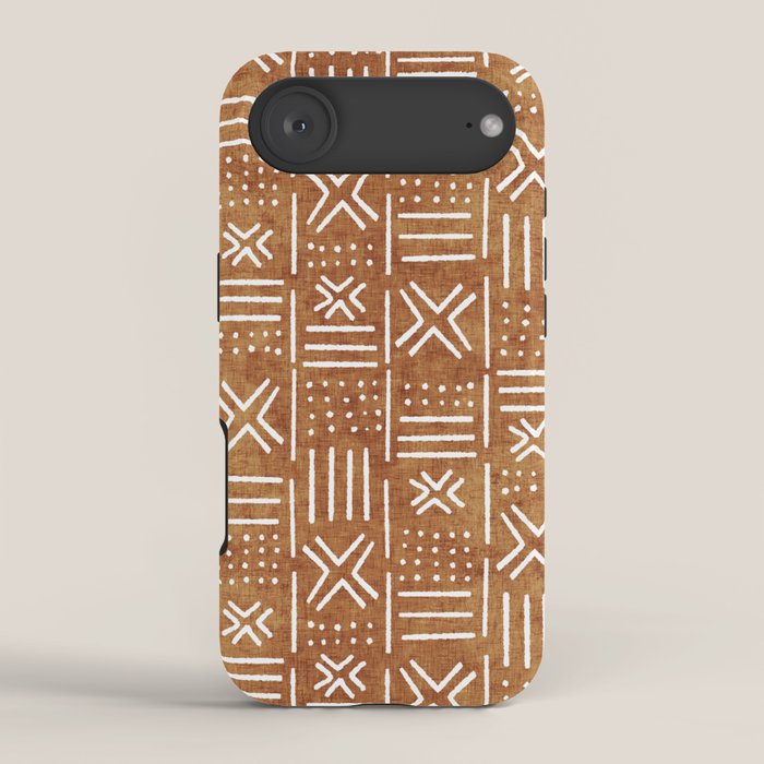 Mudcloth - tribal decor, mud cloth decor, mud cloth bedding, mudcloth curtains, rust, rust color, trendy decor iPhone Case Gallery Image 2