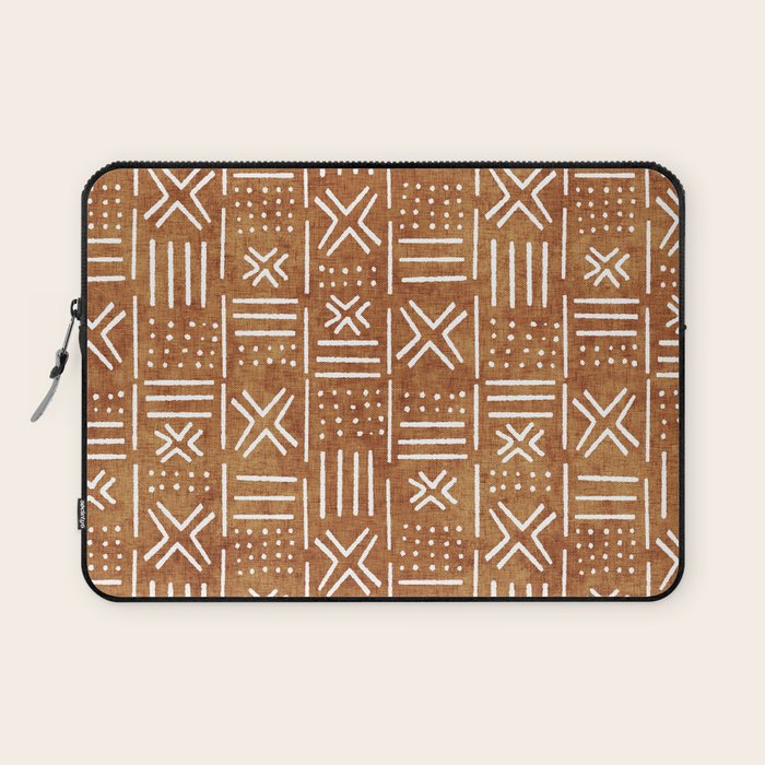 Mudcloth - tribal decor, mud cloth decor, mud cloth bedding, mudcloth curtains, rust, rust color, trendy decor Laptop Sleeve Gallery Image 1