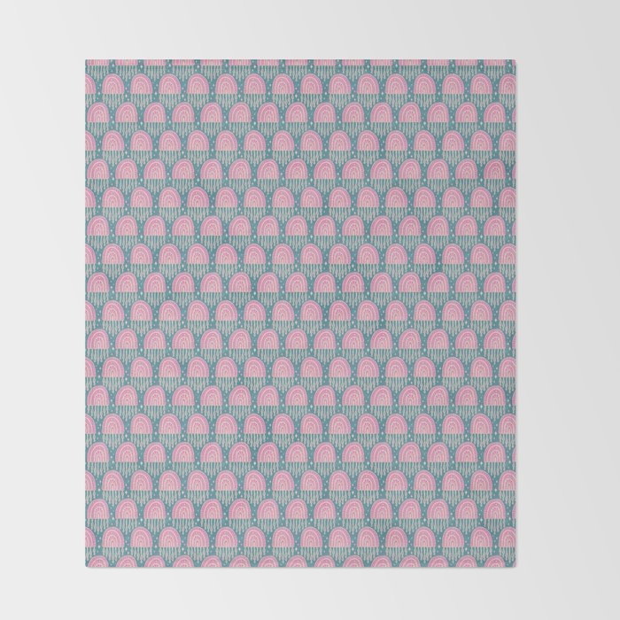 Little Rainbows - orchid and blue Throw Blanket Gallery Image 2