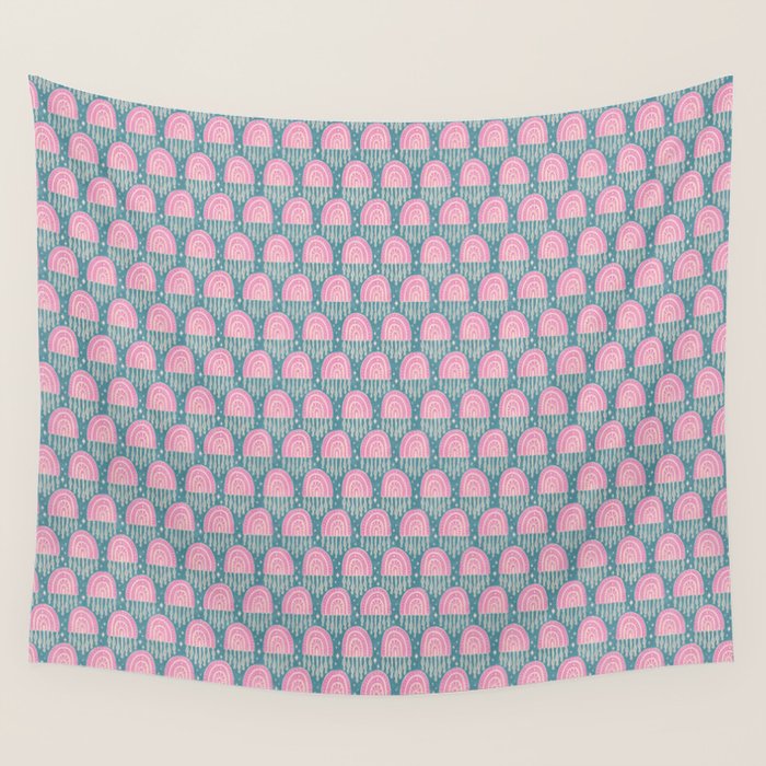 Little Rainbows - orchid and blue Wall Tapestry Gallery Image 4