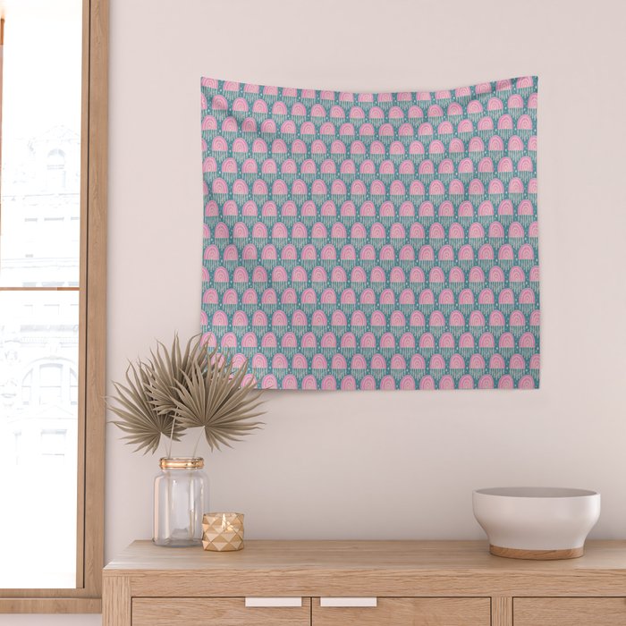 Little Rainbows - orchid and blue Wall Tapestry Gallery Image 2