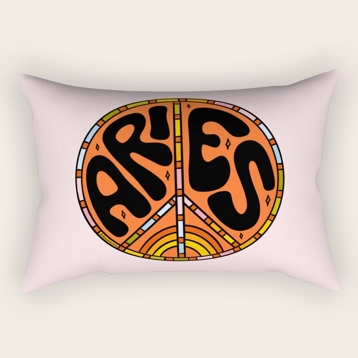 Aries Peace Sign Rectangular Pillow Gallery Image 2