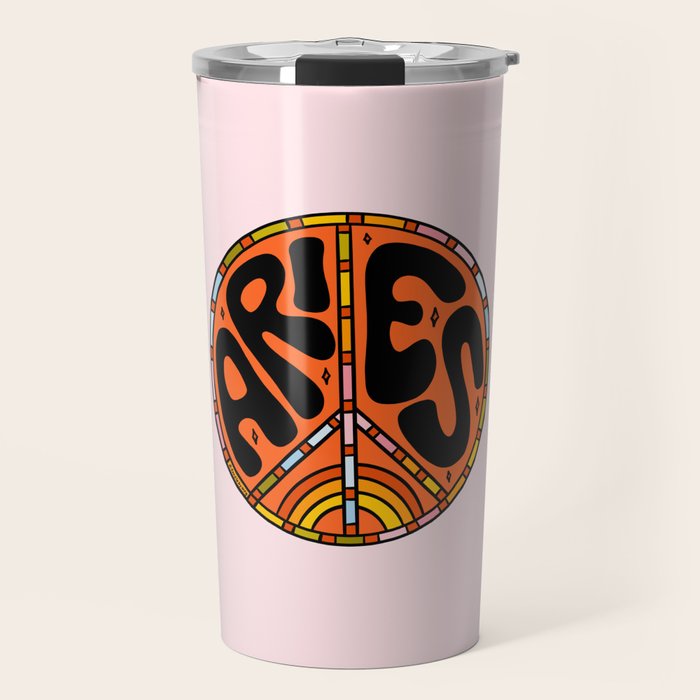 Aries Peace Sign Travel Mug Gallery Image 1