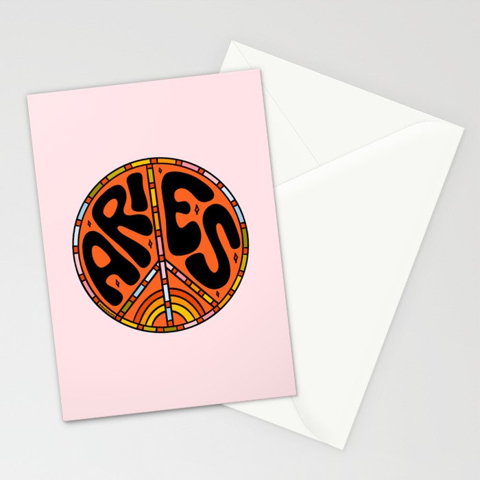 Aries Peace Sign Stationery Card Gallery Image 2
