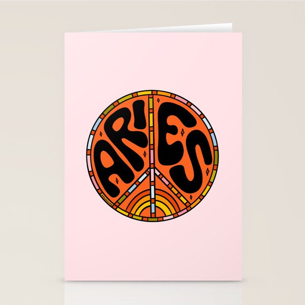 Aries Peace Sign Stationery Card Gallery Image 2