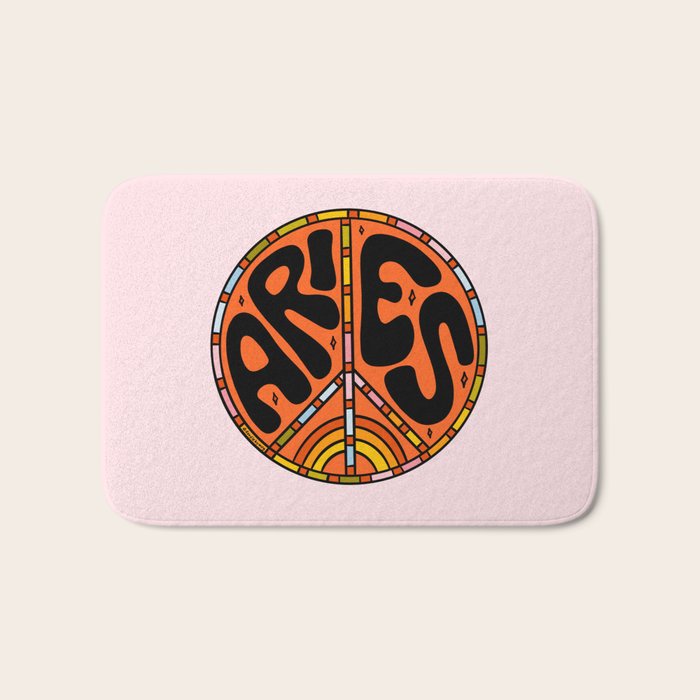 Aries Peace Sign Bath Mat Gallery Image 1