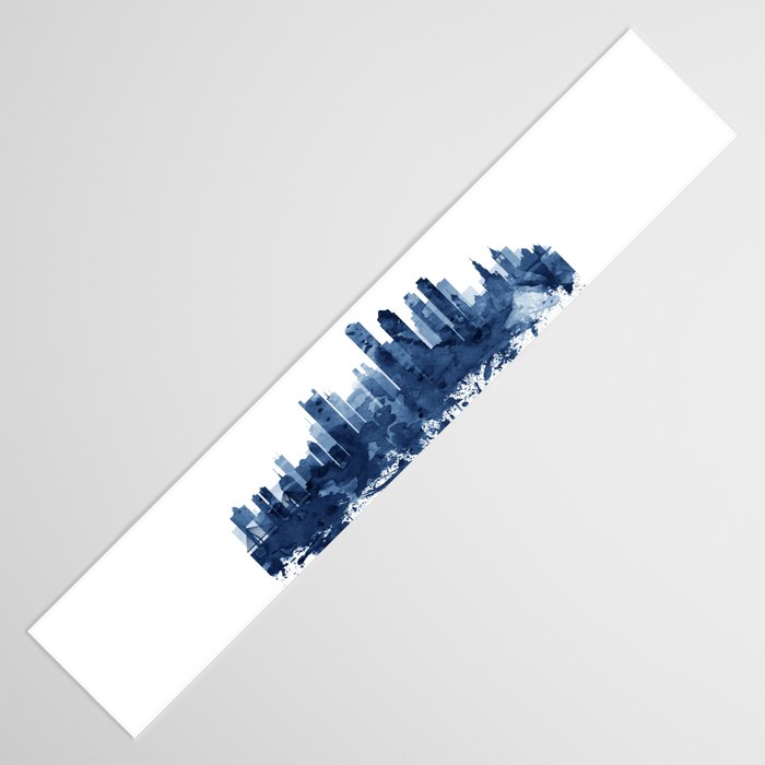 Boston Skyline Watercolor Blue, Art Print By Synplus Table Runner Gallery Image 3