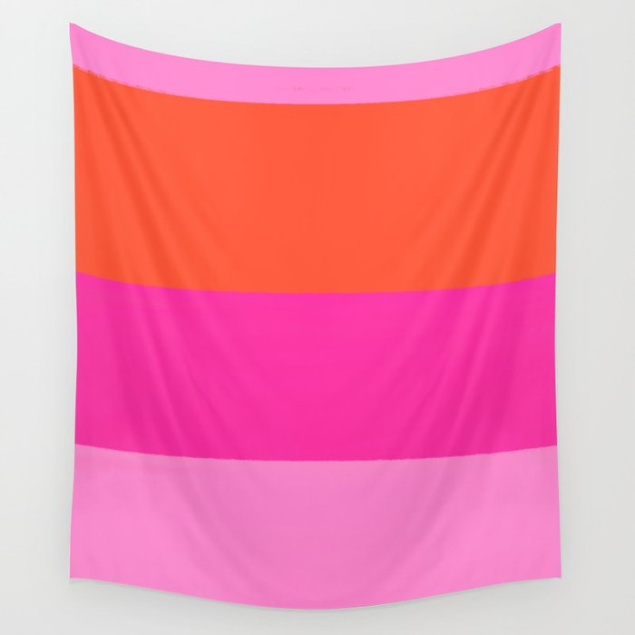Sunset, Pink and Orange, Painterly, Freehand, Stripes Wall Tapestry Gallery Image 4