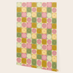 Retro Flowers Check Pattern XVII Wallpaper Gallery Image 2