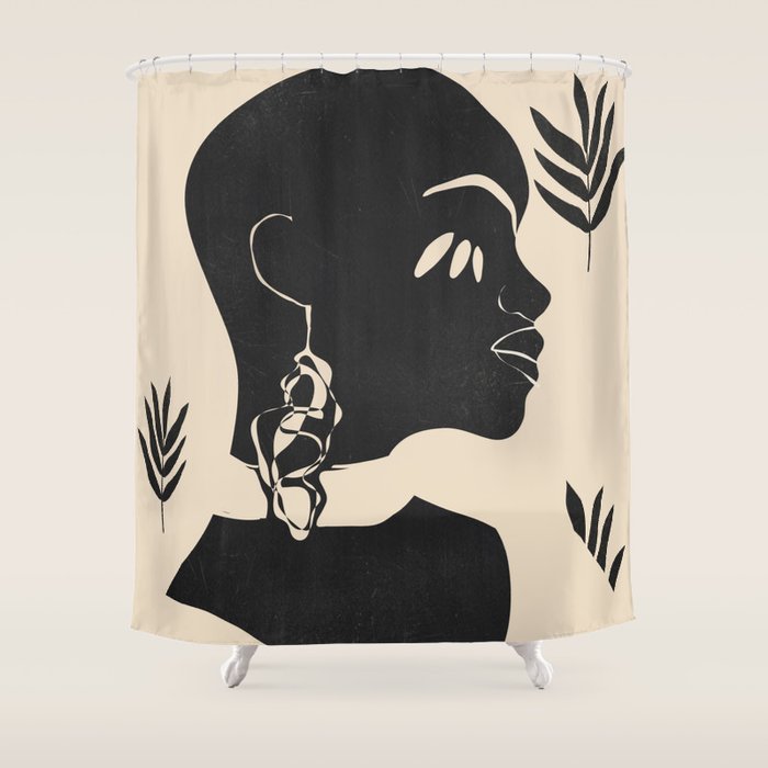 Tropical Girl /Abstract Minimal Shower Curtain Gallery Image 1