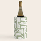 Mid Century Modern Piquet Geometric Multi Abstract Minimalist Pattern in Sage Green and Off White Wine Chiller Gallery Image 2
