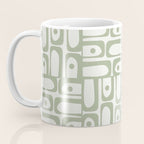 Mid Century Modern Piquet Geometric Multi Abstract Minimalist Pattern in Sage Green and Off White Coffee Mug Gallery Image 3