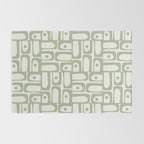 Mid Century Modern Piquet Geometric Multi Abstract Minimalist Pattern in Sage Green and Off White Rug Gallery Image 2