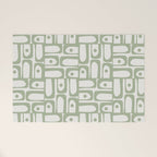 Mid Century Modern Piquet Geometric Multi Abstract Minimalist Pattern in Sage Green and Off White Welcome Mat Gallery Image 1