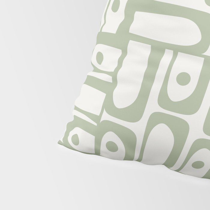 Mid Century Modern Piquet Geometric Multi Abstract Minimalist Pattern in Sage Green and Off White Pillow Sham Gallery Image 4